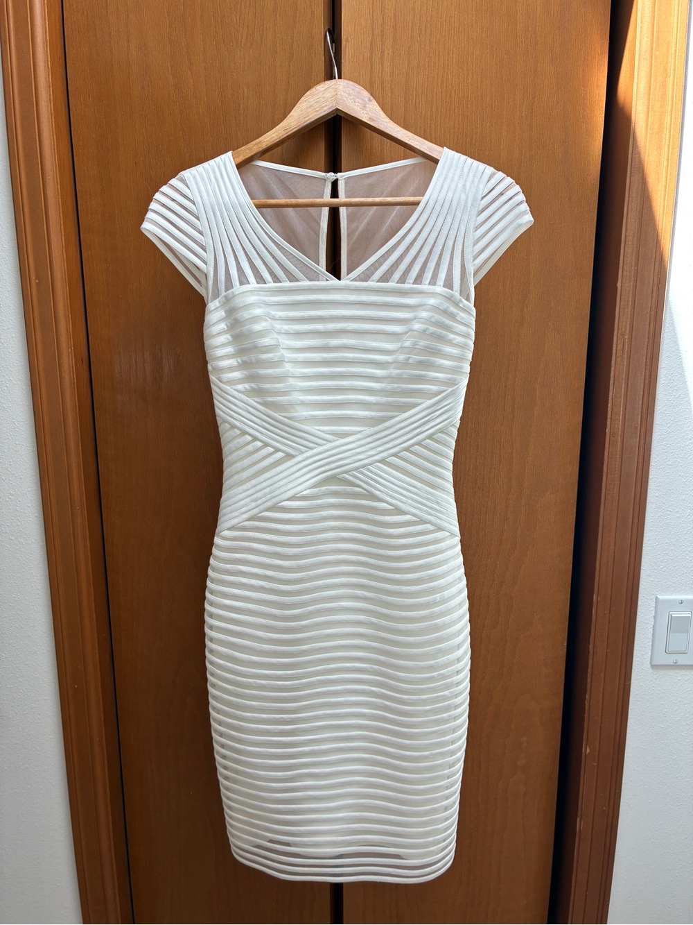 White House Black Market Illusion Banded Sheath Dress
